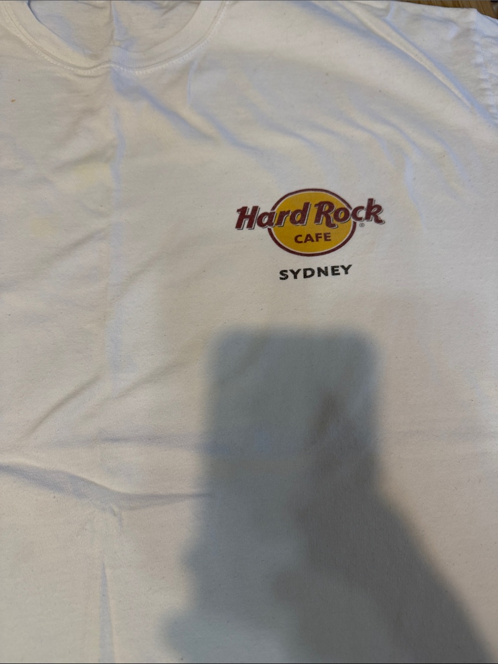 Hard Rock Cafe White T-Shirt with Yellow & Red Logo - Sydney